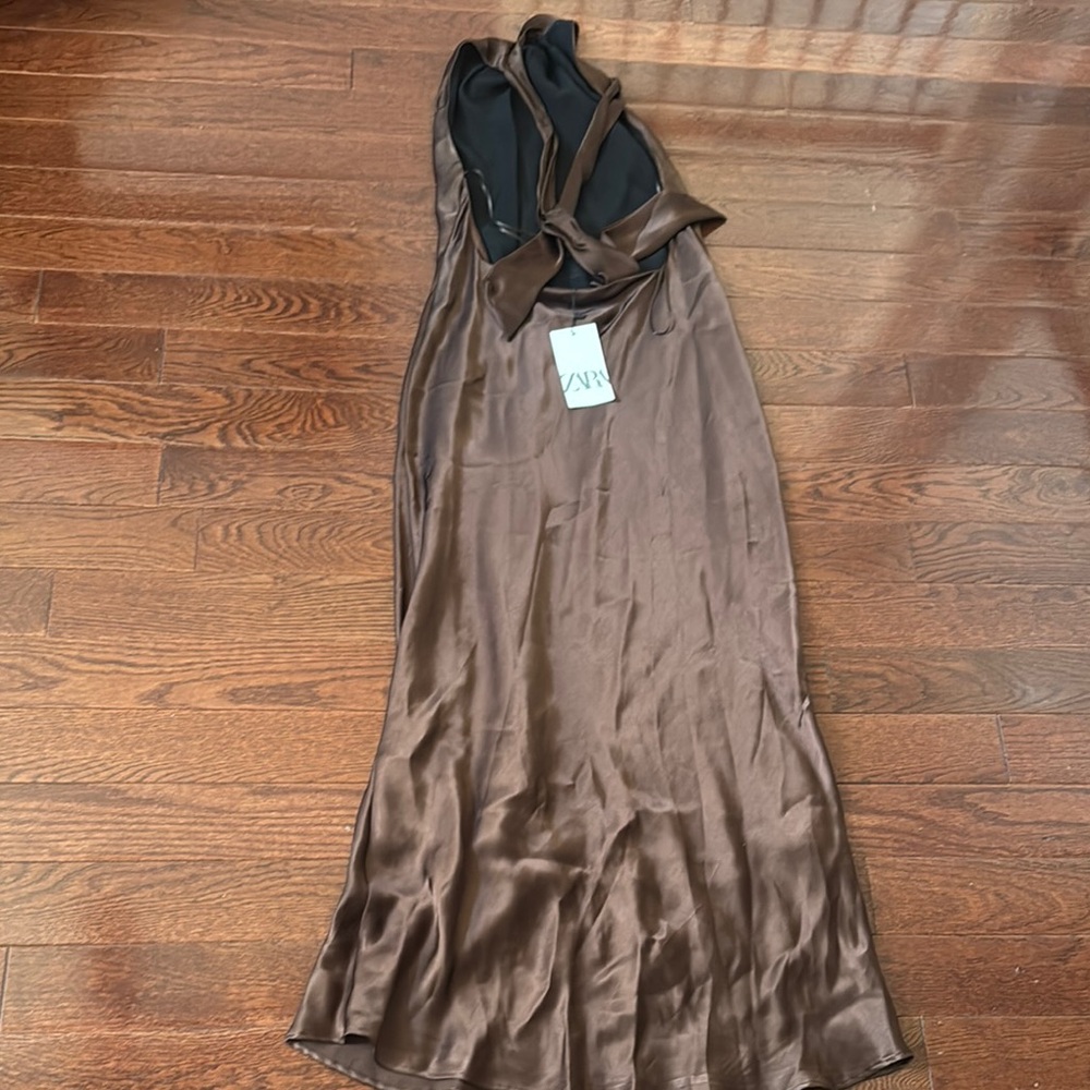 Zara Brown Halter Cocktail Gown - Picture 7 of 8